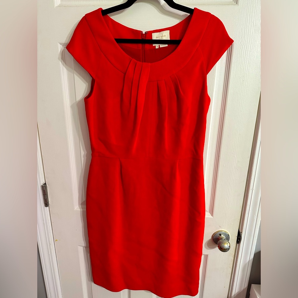 Kate Spade Bright Red Raya Wool Blend Cap Sleeve Sheath Dress